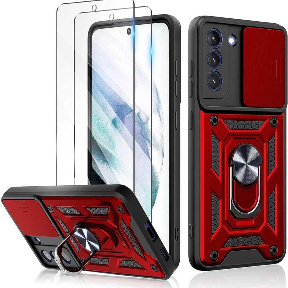 Samsung Galaxy S21 FE 5G Case-Slide Camera Protection-Magnetic Ring Kickstand